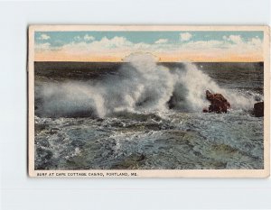Postcard Surf At Cape Cottage Casino, Portland, Maine