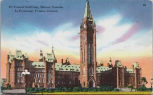 Canada Parliament Buildings Ottawa Linen Postcard C203