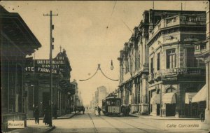 Argentina - Rosario Calle Corrientes - Trolley c1910 Postcard