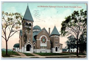 1909 1st Methodist Episcopal Church Exterior South Norwalk CT Vintage Postcard