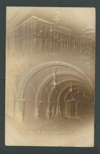 Ca 1904 Post Card NY City Hall & Underground RR Brown Tint Airbrushed Embossed
