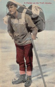 Alaska A Packer on the Trail Vintage Postcard AA57470