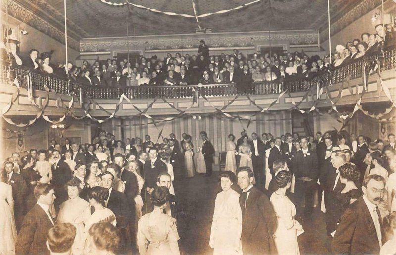 RPPC BALLROOM DANCE SPRINGFIELD MASSACHUSETTS REAL PHOTO POSTCARD 1912