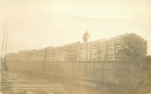 C-1910 Logging Lumber Railroad Cars RPPC Photo Postcard 20-3947