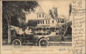 Orlando Florida FL Victorian Home Classic Car c1910 Vintage Postcard
