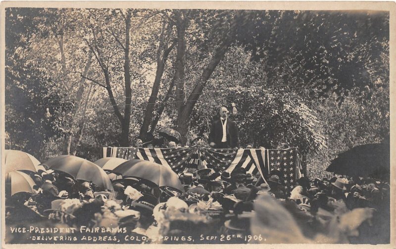 J38/ Colorado Springs RPPC Postcard c1910 Vice President Fairbanks Speech 283