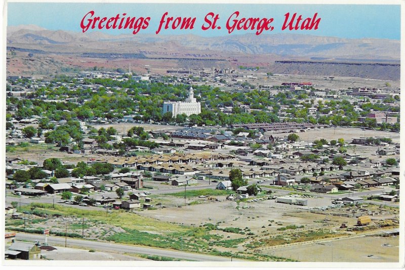 Aerial View Greetings from Saint George Utah 4 by 6