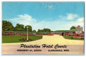 1940 Plantation Hotel Courts Clarksdale Mississippi MS Unposted Antique Postcard