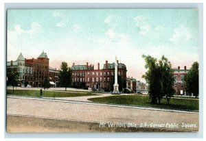 C.1900-10 S.E. Corner Public Square Mt. Vernon, Ohio Postcard P33