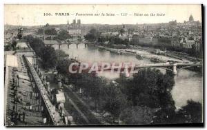 Old Postcard Panorama Paris on the Seine