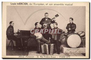 Old Postcard Louis Mercier of & # 39Europeen and his musical ensemble Rue Fre...