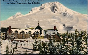 USA Timberline Lodge At Mt Hood Oregon Linen Postcard 09.96