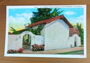 El Cuartel  Oldest  House In Santa Barbara California Vintage Postcard (H1E)