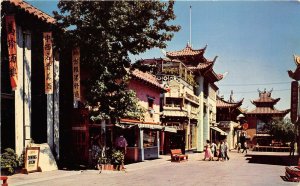 Chinatown Los Angeles California 1956 Postcard Restaurant and Oriental Shops