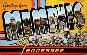 Tennessee Greetings From Memphis Large Letter Linen