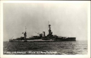 BATTLESHIP USS Arkansas US Navy REAL PHOTO Old Postcard