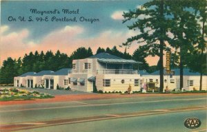 c1950 Maynard's Motel  US 99 Portland Oregon Private Baths Advertsing Postcard