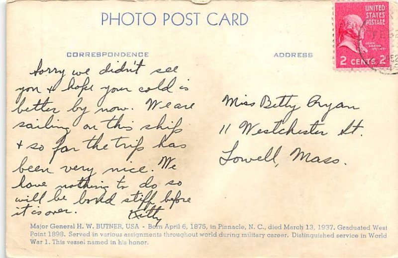 USS Gen H. W. Butner Printed Photo Military Battle Ship  Ship 