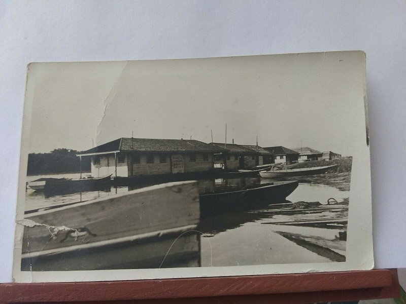 Vtg RPPC. Houseboat on Illinois River.Schultes Landing. Queen l, Queen ll