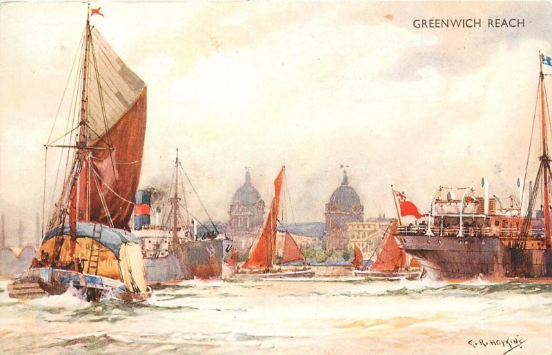 Postcard 1920s UK Greenwich London Hopkins artist Salmon UK24-1501