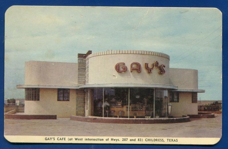 Gay's Cafe Restaurant in Childress Texas old postcard #1