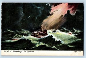 Monterey California CA Postcard USS Monterey Typhoon Steamer Ship c1910 Vintage