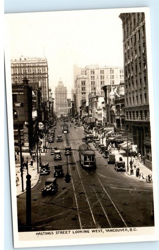 *W. Hasting Street at Cambie East Vancouver Canada Vintage Photo Postcard C42