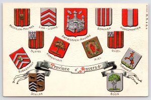 Belgian Heraldry~Set Embossed~Flanders/Antwerp~Unused~Bilingual~Sharp Postcards!