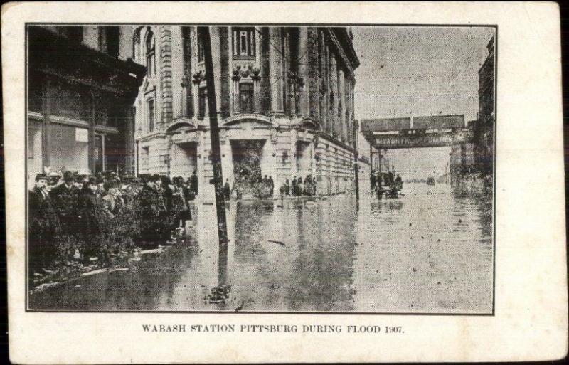 Pittsburgh PA 1907 Flood Scene Wabash Station - Postcard