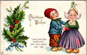 Vintage Postcard Christmas Dutch Characters JL13