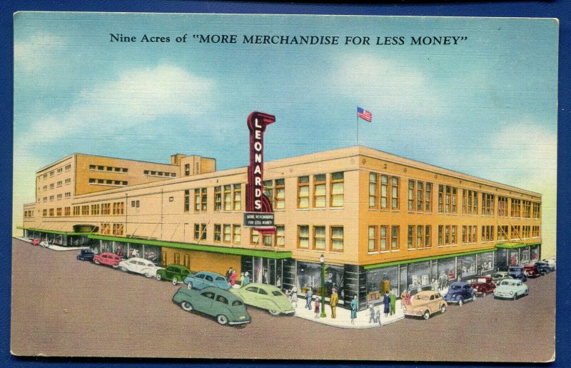 Leonard's Department Store Fort Worth Texas tx vintage postcard