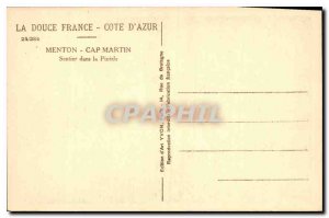 Postcard Old La Douce France French Riviera Menton Cap Martin Trail in the Pi...