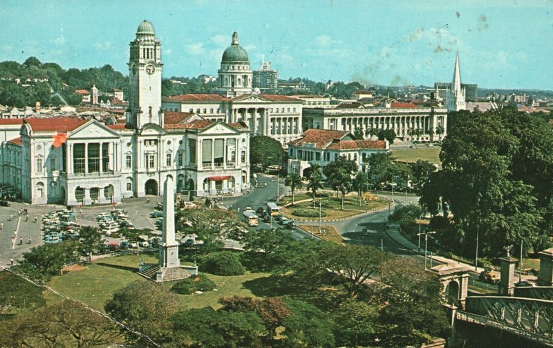 Vintage Postcard 1968 Empress Palace View of Government Buildings Singapore SG
