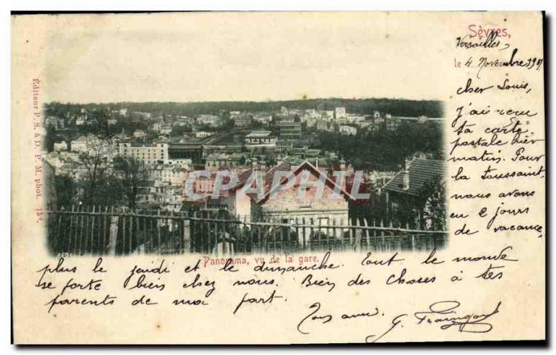 Old Postcard Sevres Panorama seen from the station