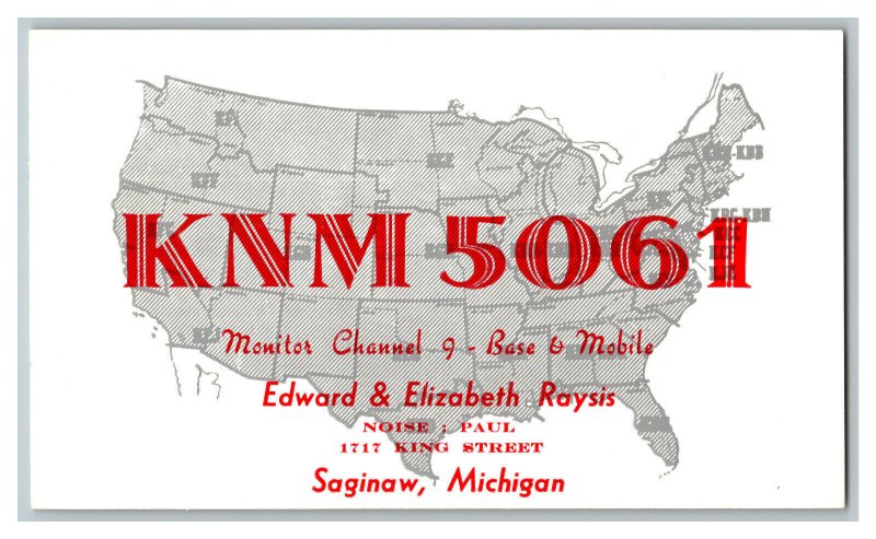 QSL Radio Card From Saginaw MIchigan KNM 5061 