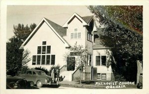 Autos Methodist Church 1947 Ogallala Nebraska RPPC Photo Postcard 7257