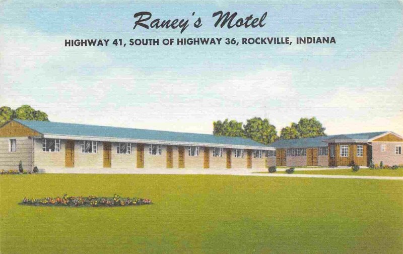 Raney's Motel Highway 41 Rockville Indiana linen postcard