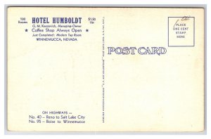 Hotel Humboldt Winnemucca Nevada NV UNP Linen Postcard V4