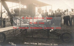 Early Aviation, RPPC, Aviator Mickey McGuire at Independence Iowa 1914