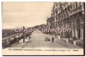Old Postcard Cabourg Le Boulevard des Anglais Grand Hotel and La Digue