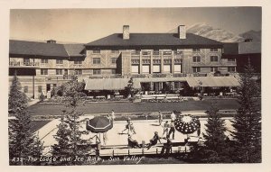 J76/ Sun Valley Idaho RPPC Postcard c1930-50s Lodge Ice Rink 368