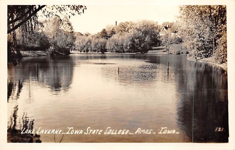 Lake Laverne Iowa State Collge, real photo Ames, Iowa  