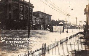J57/ Dayton Ohio RPPC Postcard c1913 Flood Disaster Street Scene  372