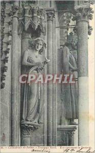 Old Postcard Cathedral of Reims North Transept Eve Caressing the Serpent