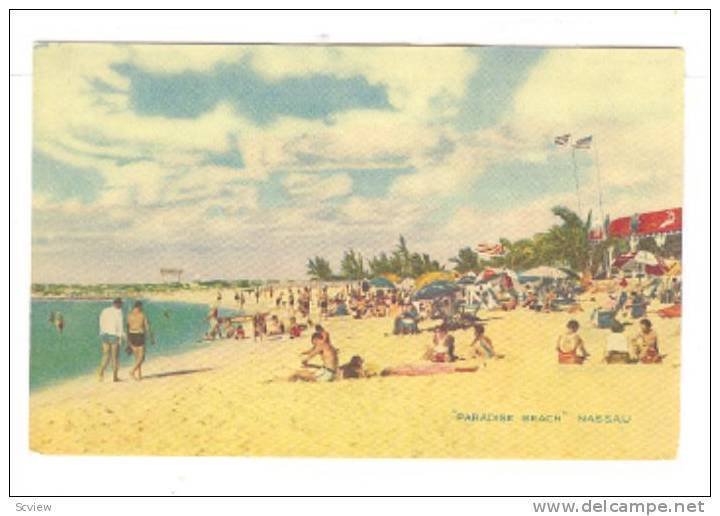 People enjoying a summer day at Paradise Beach,Nassau, Bahamas,40-60s