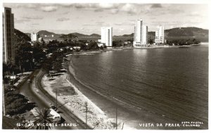 Sao Vicente Brazil Vista Da Praia São Paulo Vintage Postcard c1950