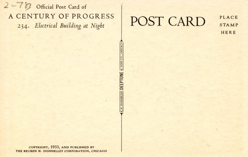 IL - Chicago. 1933 World's Fair-Century of Progress. Electrical Building at N...