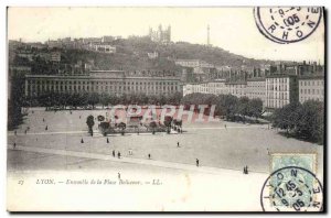 Old Postcard Lyon Bellecour Square Set