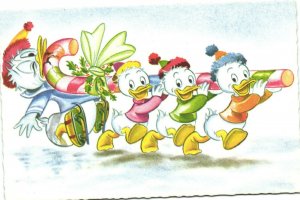 PC DISNEY, DONALD DUCK, HUEY, DEWEY AND LOUIE, Vintage Postcard (b35786)