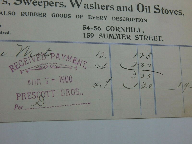 1900 Prescott Bros Wringers Washers Sweepers Oil Stoves Boston MA Letterhead